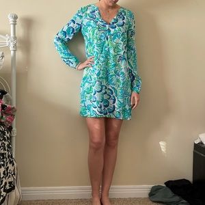 Lilly Pulitzer silk dress blues/greens M